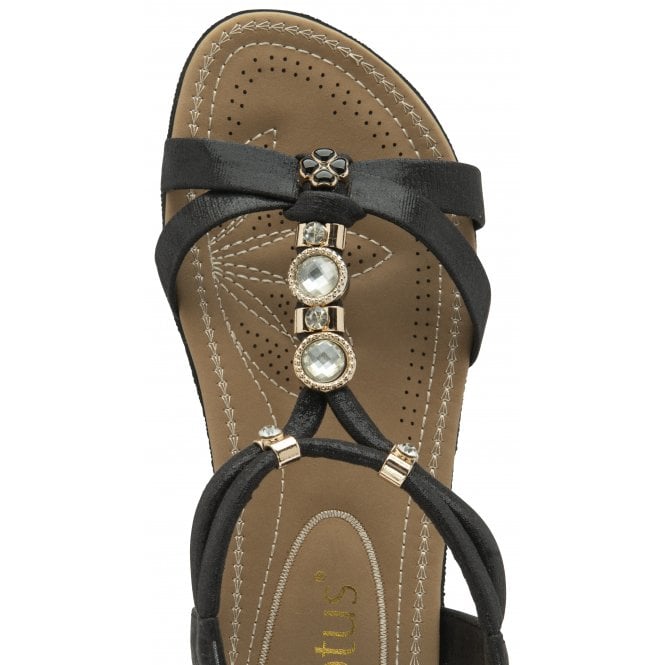 Black Bettina Flat Open-Toe Sandals | Lotus