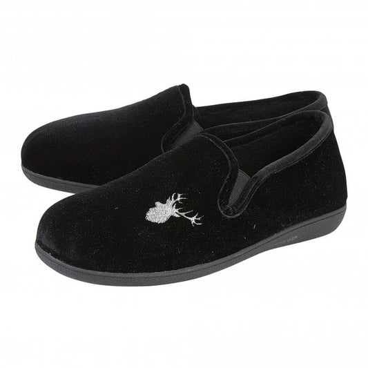 Black Clarence Velour Slippers | Lotus