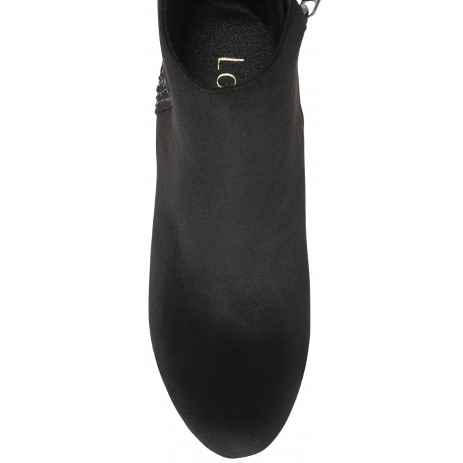 Black & Diamante Emma Heeled Ankle Boots | Lotus