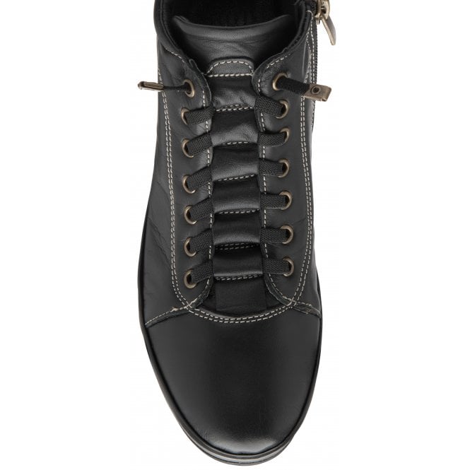 Black Leather Frida Ankle Boots | Lotus