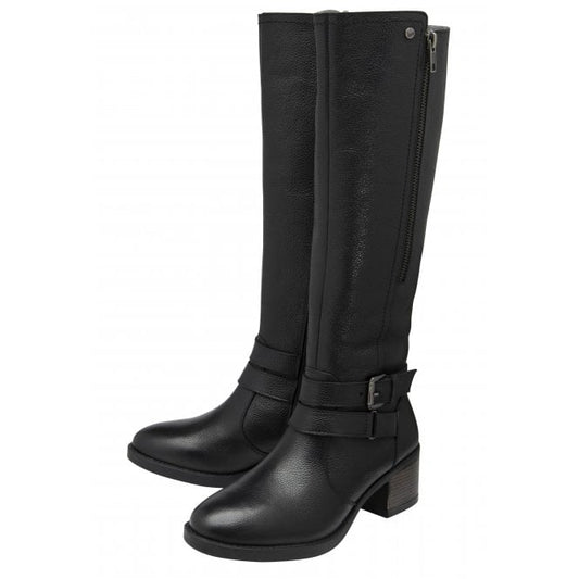 Black Leather Jive Knee High Boots | Lotus