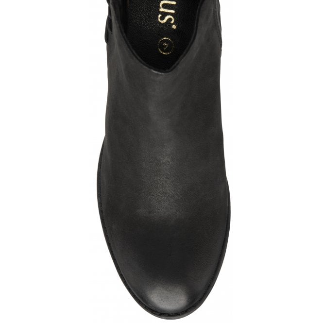Black Leather & Snake-Print Etta Zip-Up Ankle Boots | Lotus