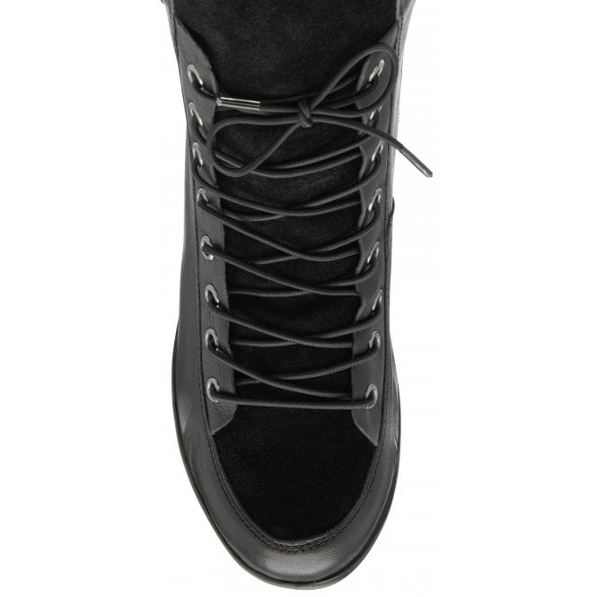 Black Leather & Suede Delphine Wedge Ankle Boots | Lotus