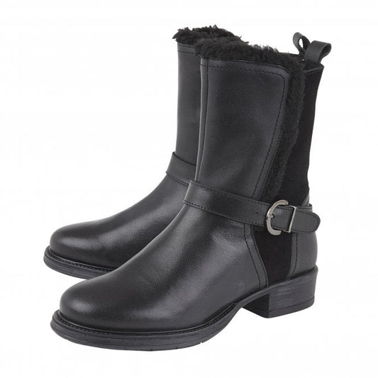 Black Leather & Suede Maddy Mid-Calf Boots | Lotus