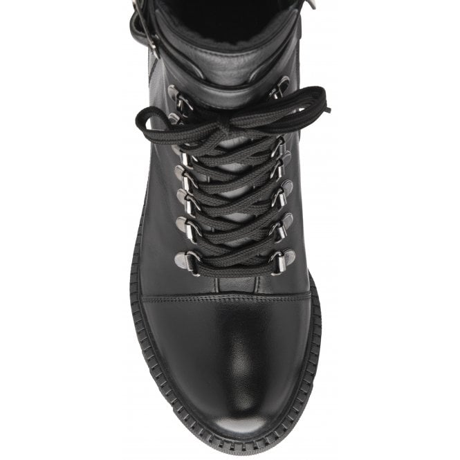 Black Leather Virginia Heeled Zip-Up Ankle Boots | Lotus