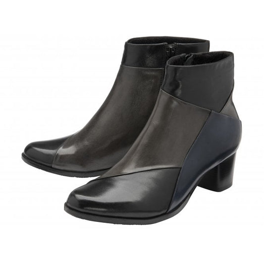 Black Multi-Leather Booker Heeled Ankle Boots | Lotus