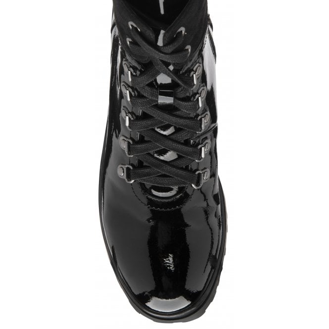 Black Patent Alder Zip-Up Ankle Boots | Lotus