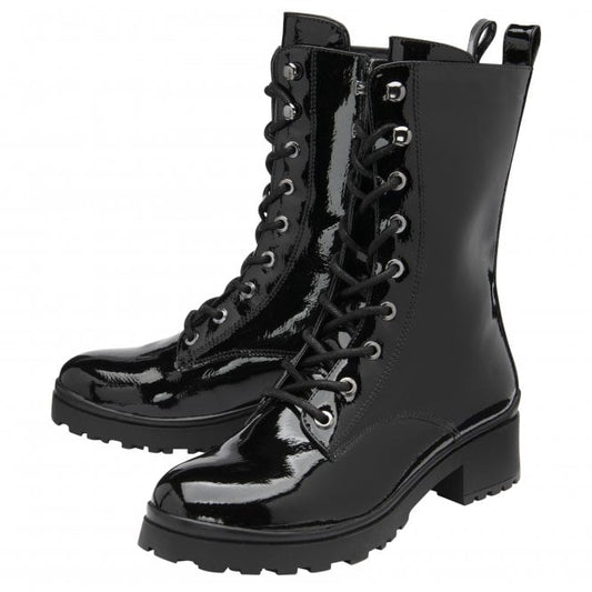 Black Patent Delaney Mid-Calf Boots | Lotus