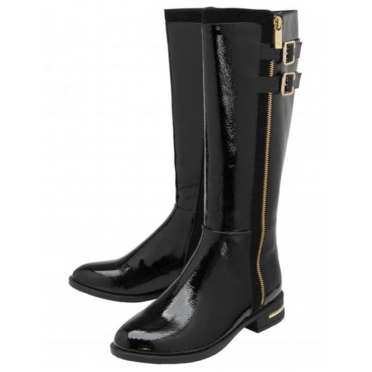 Black Patent Louella Knee High Boots | Lotus