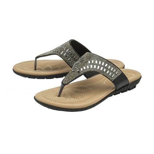 Black Rafaella Flat Toe-Post Sandals | Lotus