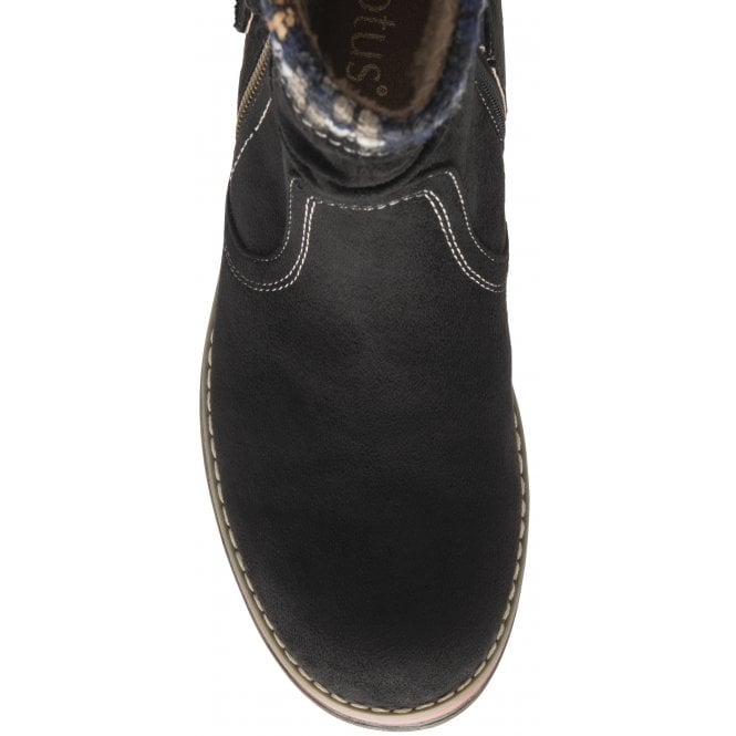 Black Sandy Zip-Up Ankle Boots | Lotus