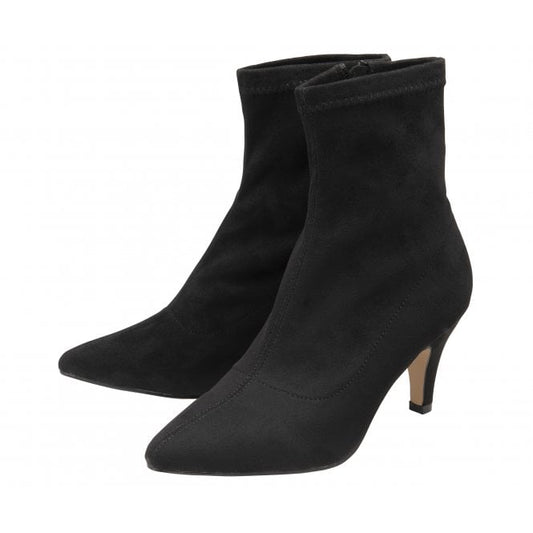 Black-Stretch Microfibre Camilla Ankle Boots | Lotus