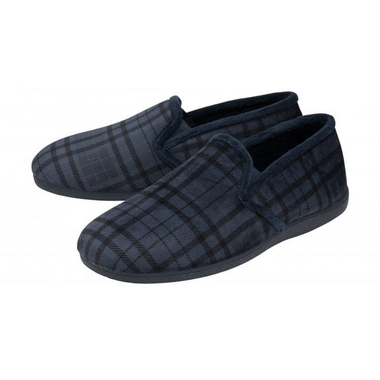 Blue Check Textile Ralf Full Shoe Slippers | Lotus