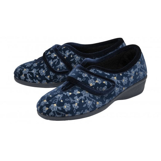 Blue Wilma Strap Fastener Full Shoe Slippers | Lotus