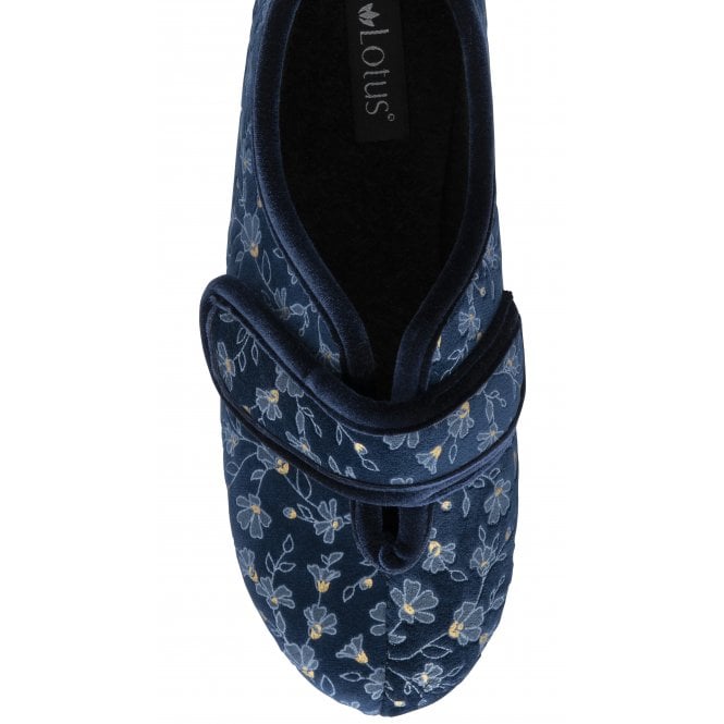 Blue Wilma Strap Fastener Full Shoe Slippers | Lotus