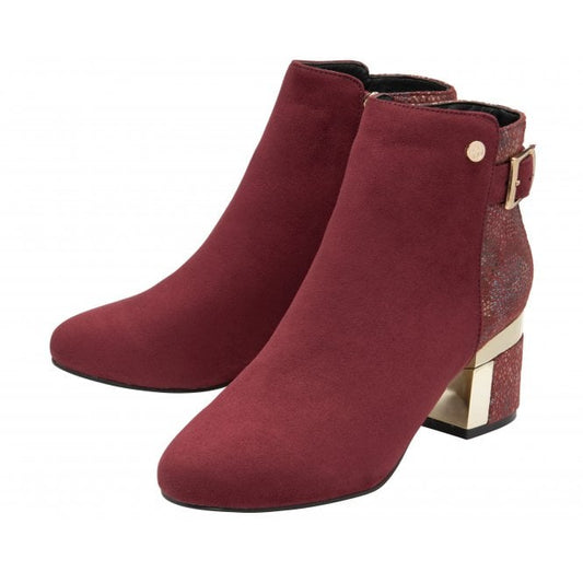 Bordo Textile Cassandra Heeled Ankle Boots | Lotus