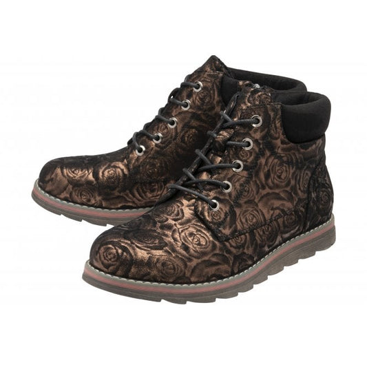 Bronze Floral-Print Nova Ankle Boots | Lotus
