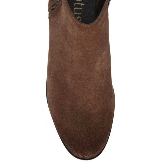 Chestnut Suede Daisy Zip-Up Ankle Boots | Lotus