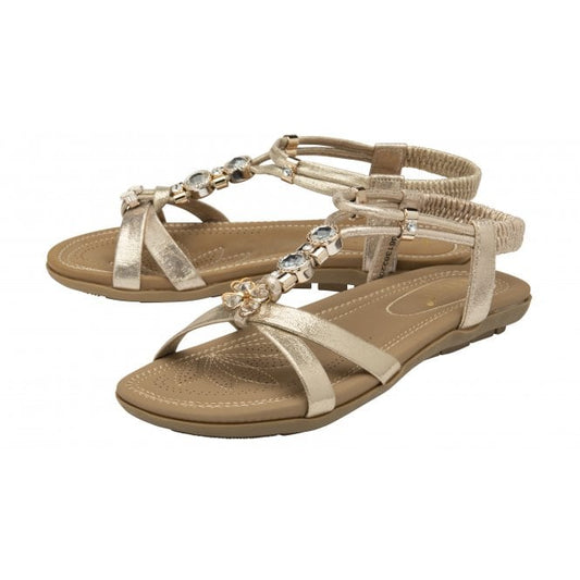 Gold Bettina Flat Open-Toe Sandals | Lotus