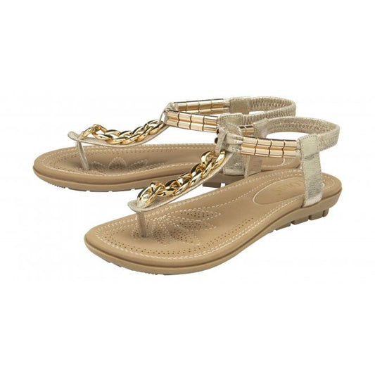 Gold Cybil Flat Toe-Post Sandals | Lotus