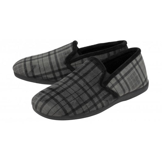 Grey Check Textile Ralf Full Shoe Slippers | Lotus