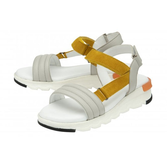 Grey & Yellow Leather Verena Open-Toe Sandals | Stressless By Lotus