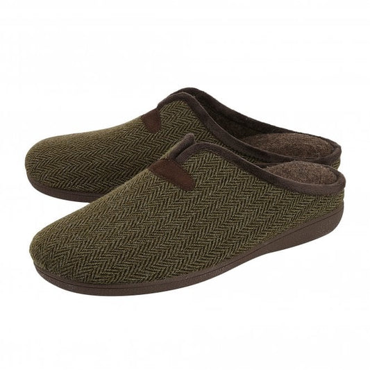 Khaki Textile Albert Slippers | Lotus