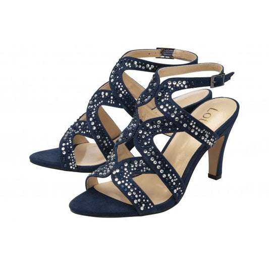 Navy & Diamante Kelsey Open-Toe Sandals | Lotus