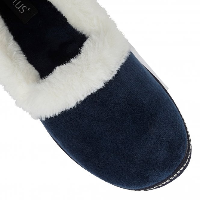 Navy Greta Textile Slippers | Lotus