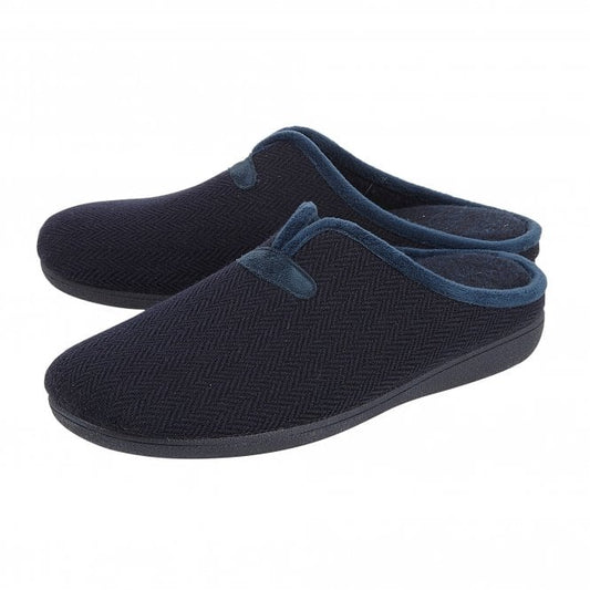 Navy Textile Albert Slippers | Lotus