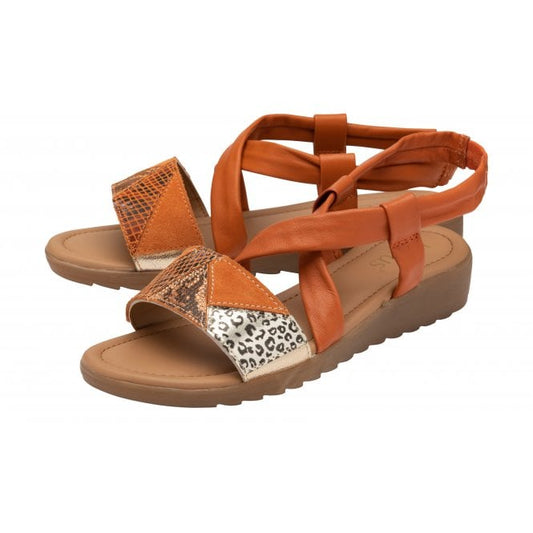 Orange Leather Evette Open-Toe Sandals | Lotus