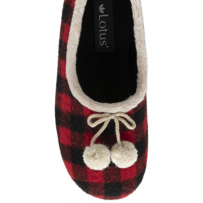Red-Check Pippa Full Shoe Slippers | Lotus