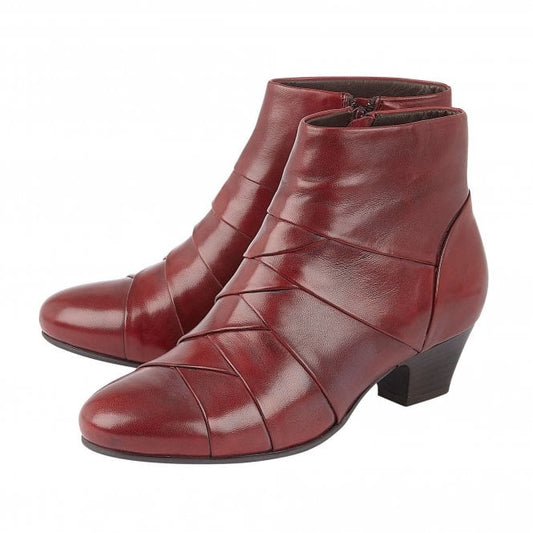Red Leather Tara Ankle Boots | Lotus