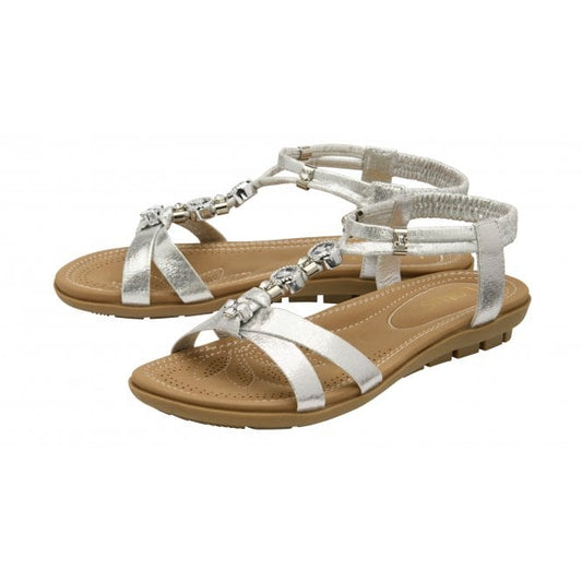 Silver Bettina Flat Open-Toe Sandals | Lotus