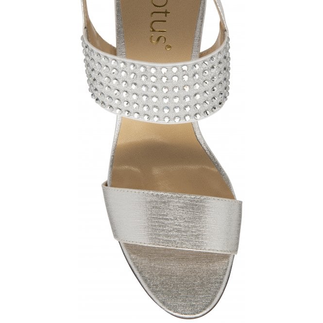 Silver & Diamante Aurora Heeled Sandals | Lotus