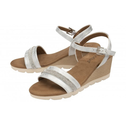 Silver Nantes Open-Toe Wedge Sandals | Lotus