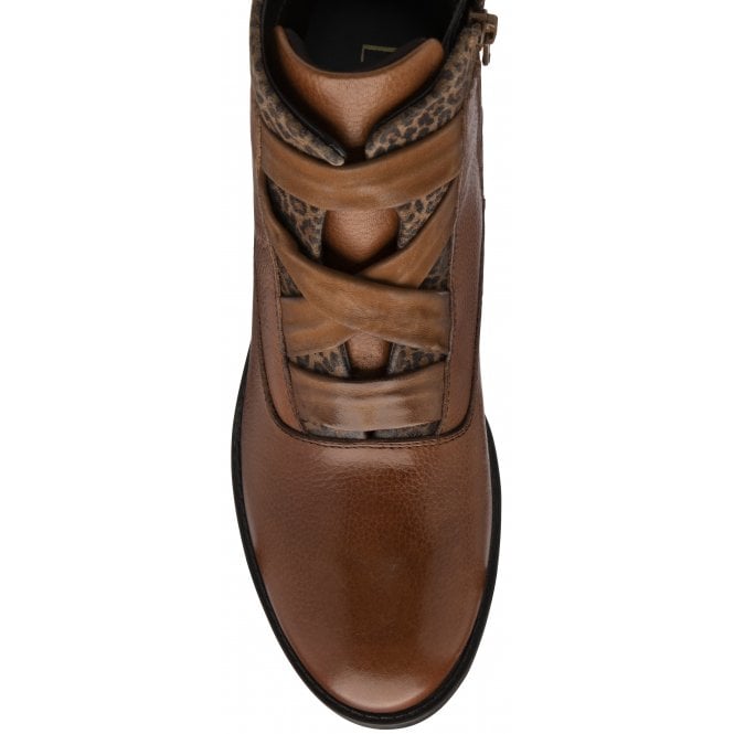 Tan Leather & Leopard-Print Boston Ankle Boots | Lotus