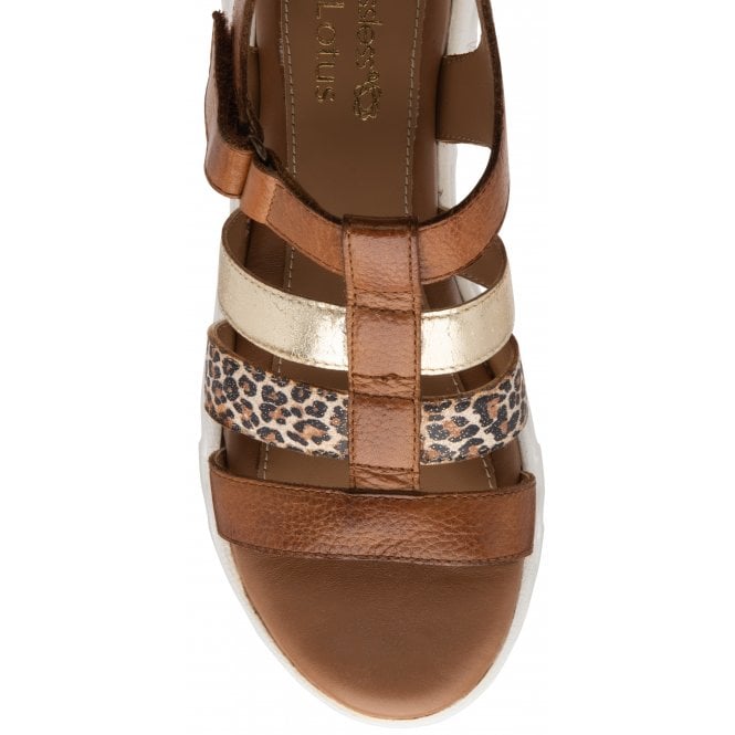 Tan & Leopard-Print Leather Shiloh Open-Toe Sandals | Stressless By Lotus