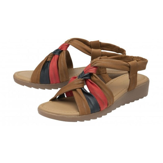 Tan Multi-Leather Ember Wedge Sandals | Lotus