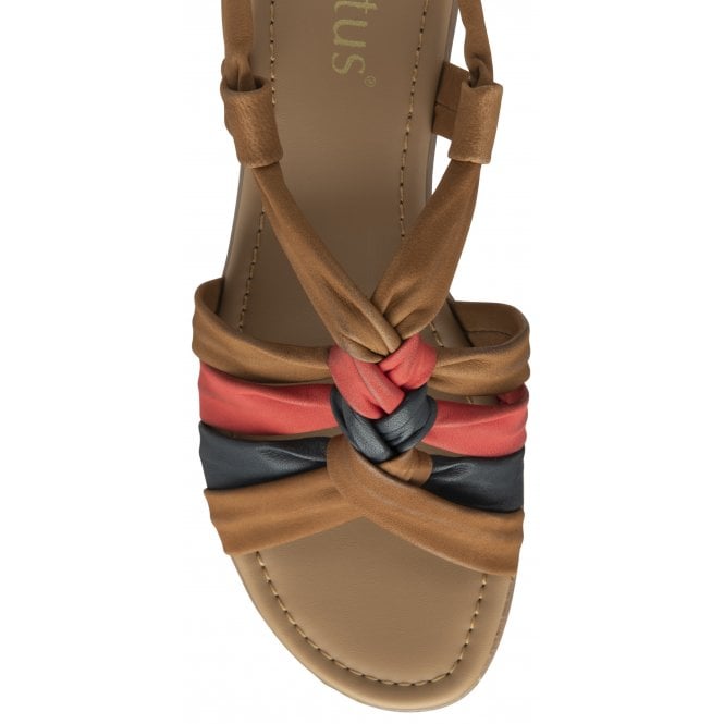 Tan Multi-Leather Ember Wedge Sandals | Lotus