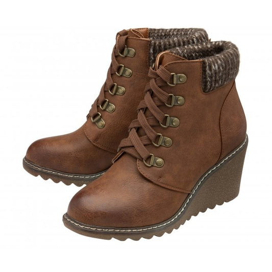 Tan Philomena Wedge Ankle Boots | Lotus