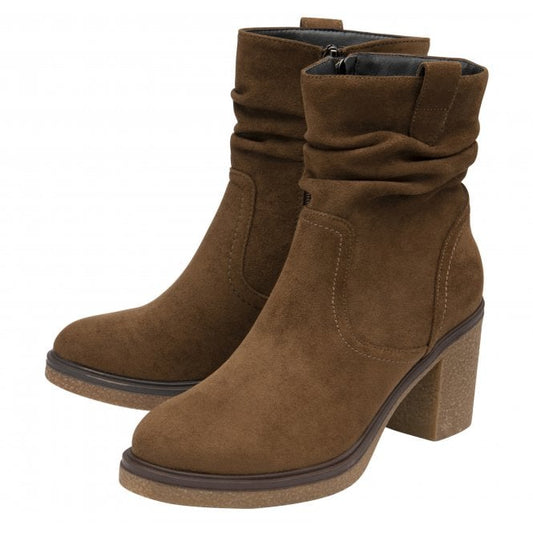 Tan Textile Danica Heeled Ankle Boots | Lotus