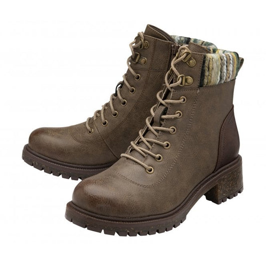 Taupe Hickory Zip-Up Ankle Boots | Lotus