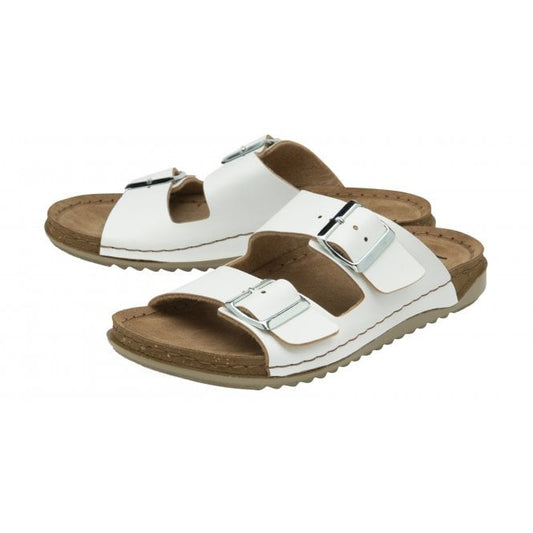 White Cortona Open-Toe Mule Sandals | Lotus