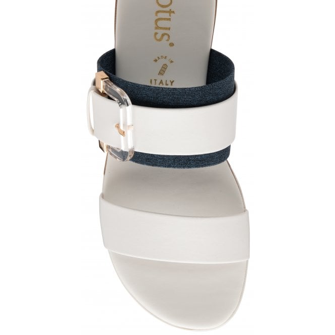 White & Denim Giovanna Mule Sandals | Lotus