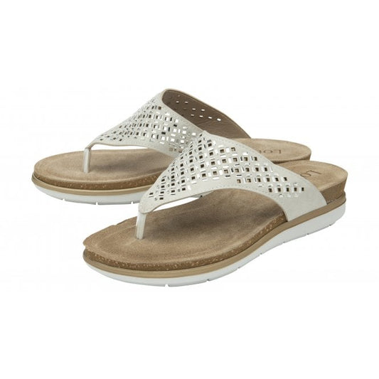 White Ferarra Flat Toe-Post Sandals | Lotus