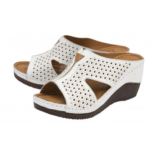 White Leather Genevieve Mule Sandals | Lotus