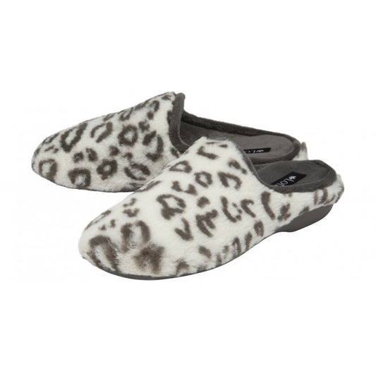 White Leopard-Print Cara Mule Slippers | Lotus