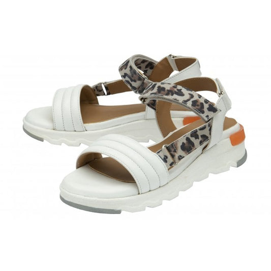 White & Leopard-Print Leather Verena Open-Toe Sandals | Stressless By Lotus