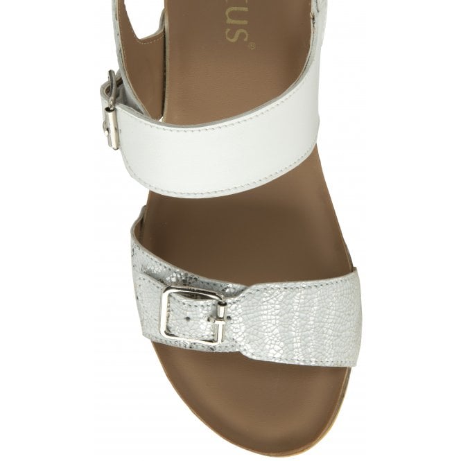 White & Zebra-Print Leather Brynlee Open-Toe Wedge Sandals | Lotus